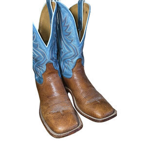 TONY Lama Brown Square Toe Rockabilly Western Cowboy Rodeo Dance Boots Size 8.5